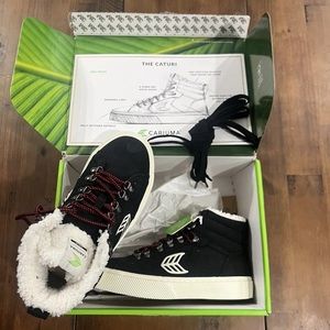 Cariuma Caturi Boot Black Suede Ivory Logo NIB Warm BRAZIL multiple